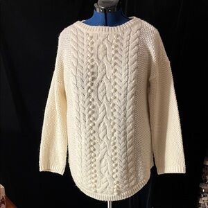 Talbots Beautiful White Cable Knit Sweater 1X